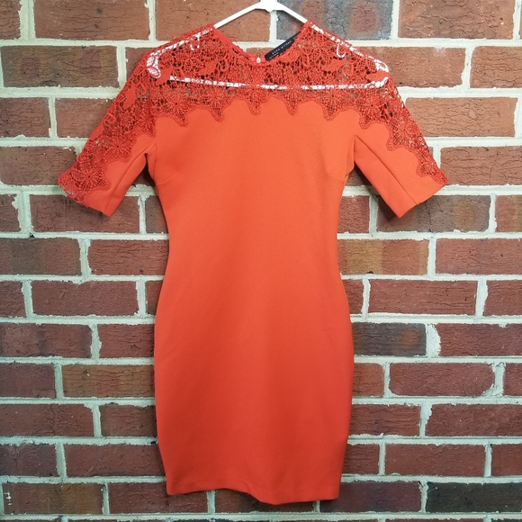 Zara Red Lace Dress XS - Picture 10 of 13